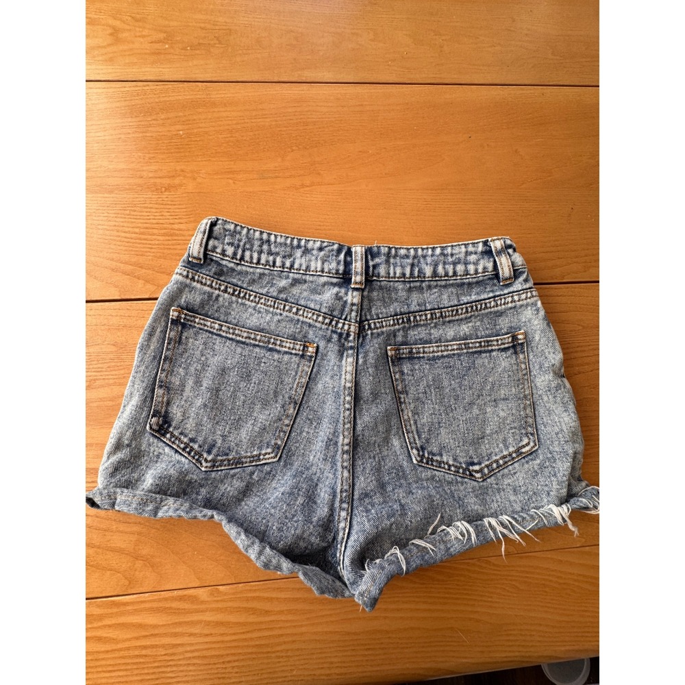 Bullhead Denim Co Jean Shorts Womens 25 Acid Wash High Rise Raw Hem Indie - Picture 4 of 13